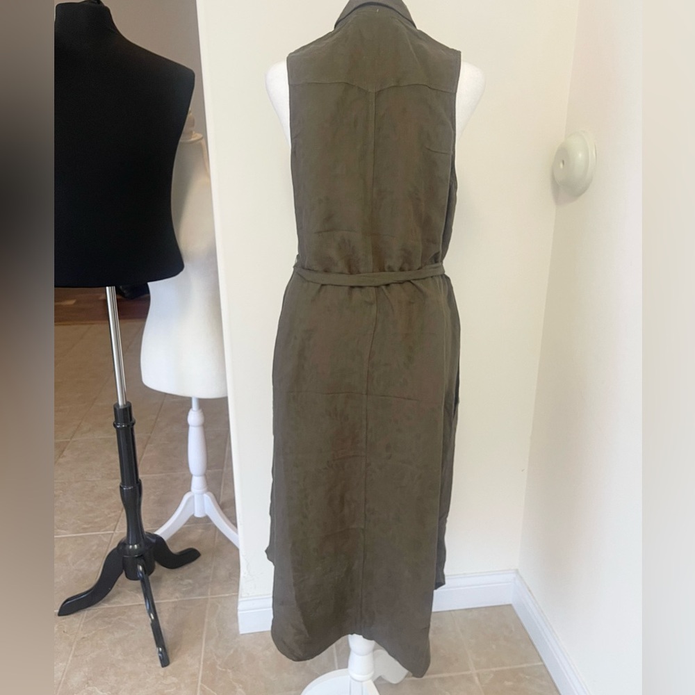 Elegant Anthropologie Olive Green Sleeveless shirt Dress - Picture 8 of 13